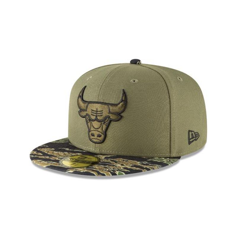 NBA Chicago Bulls Tiger Camo 59Fifty Fitted (UZB9023) - Green New Era Caps